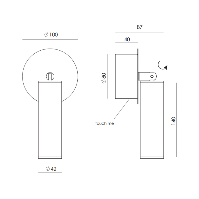 Tura, Wall Lamp, Matt Black-Orange