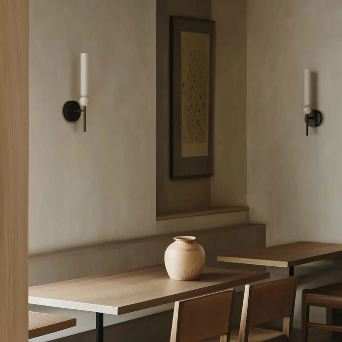 Delie, Wall Lamp, Black Matt-White Marble