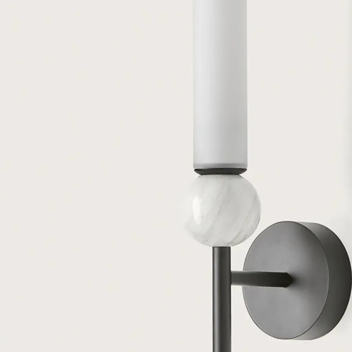 Delie, Wall Lamp, Black Matt-White Marble