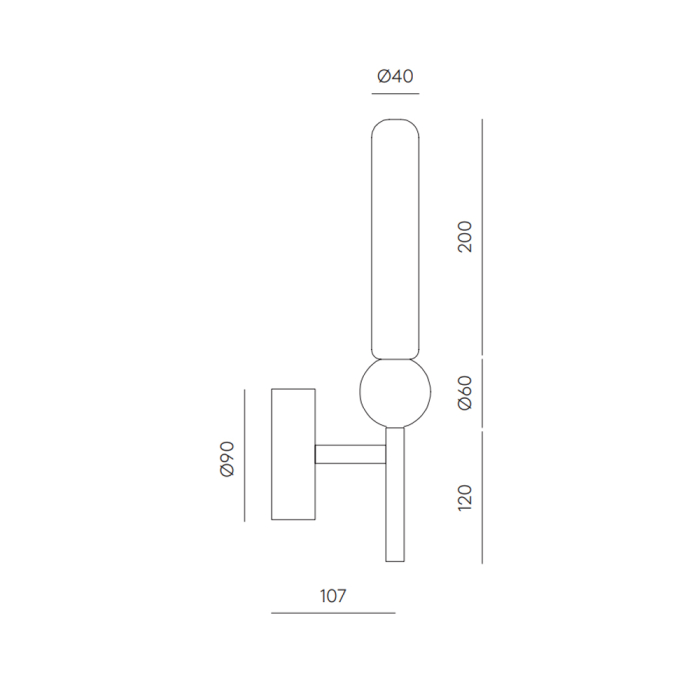 Delie, Wall Lamp, Black Matt-White Marble