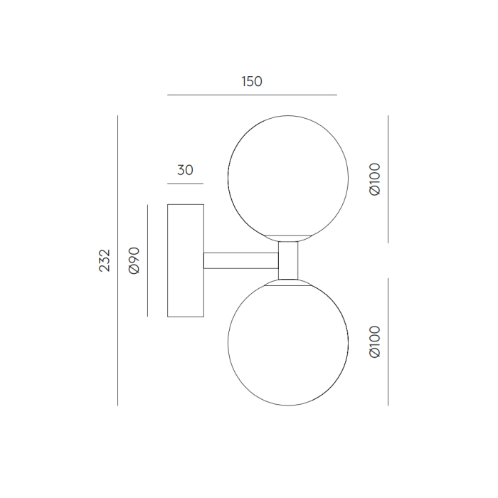 Dalt, Wall Lamp, Black Matt-White Marble