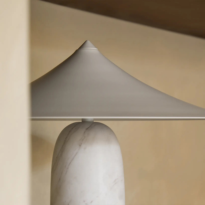 Kine, Table Lamp, White Marble Base-White Shade