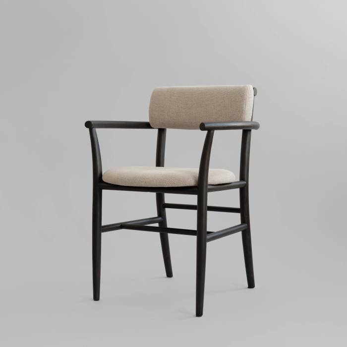 Nama, Dining Chair w/ Armrest, Coffee Black-Linen