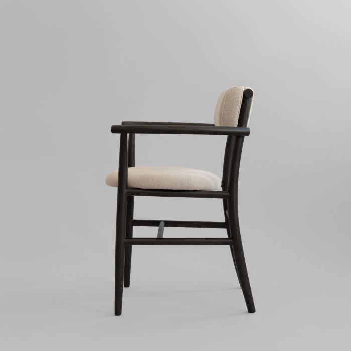 Nama, Dining Chair w/ Armrest, Coffee Black-Linen