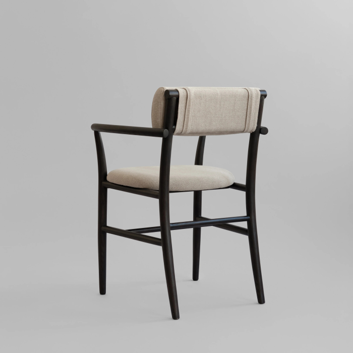 Nama, Dining Chair w/ Armrest, Coffee Black-Linen