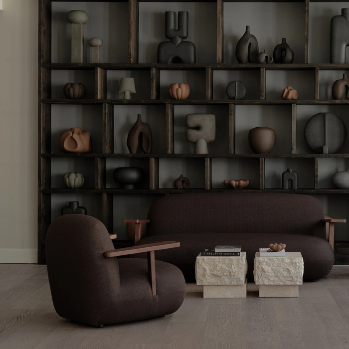 Toe, Sofa, Classic Brown Oak-Dark Brown