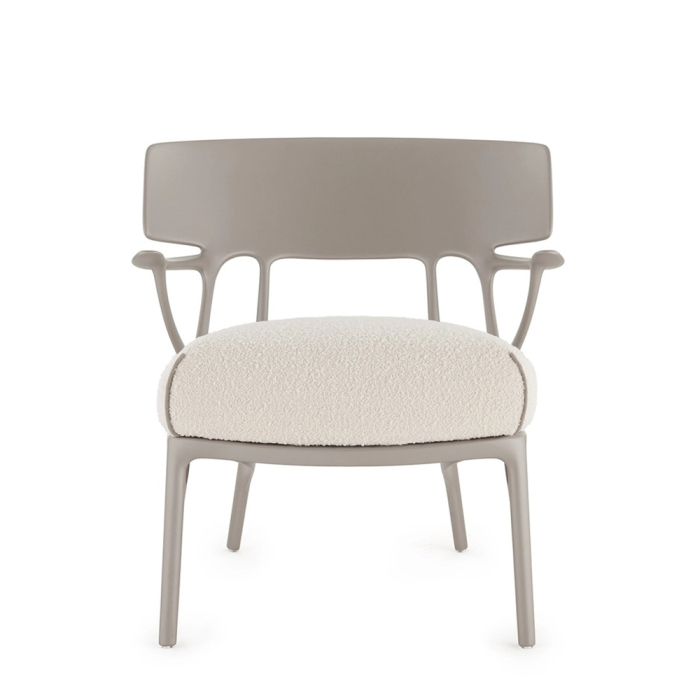 A.I., Lounge Chair Boucle, Grey Frame-White Cushion