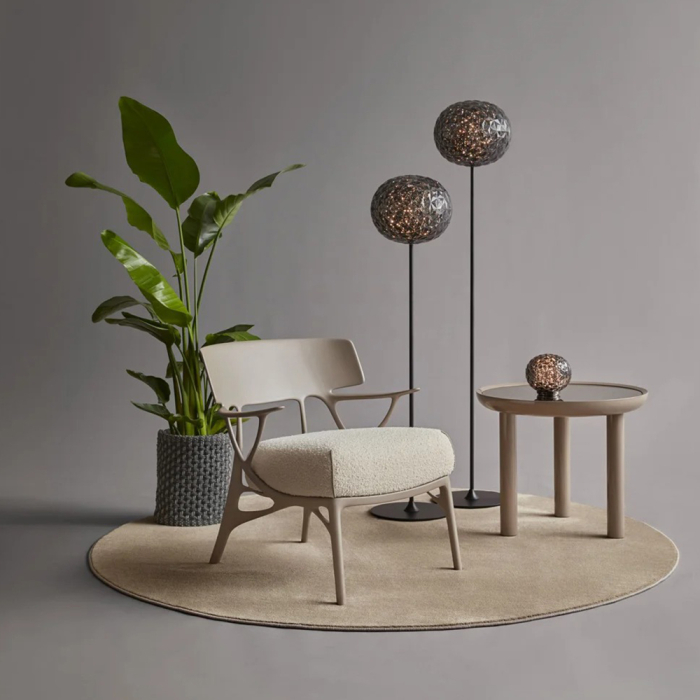 A.I., Lounge Chair Boucle, Grey Frame-White Cushion