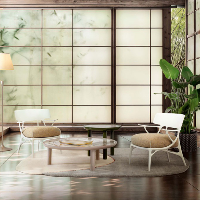 A.I., Lounge Chair Boucle, Grey Frame-White Cushion