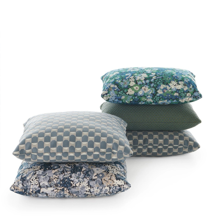 Liberty Obi Check, Outdoor Cushion, Blue, Square