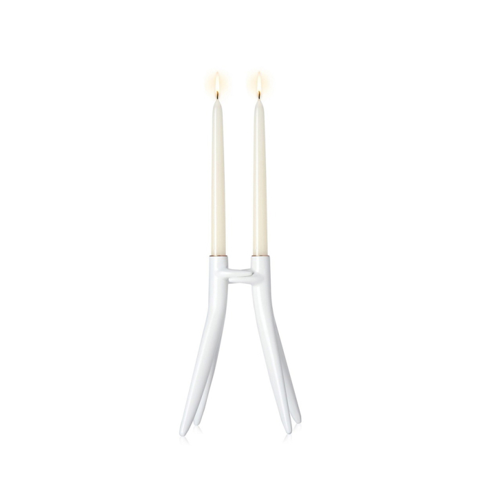 Abbracciaio, Candle Holder, White