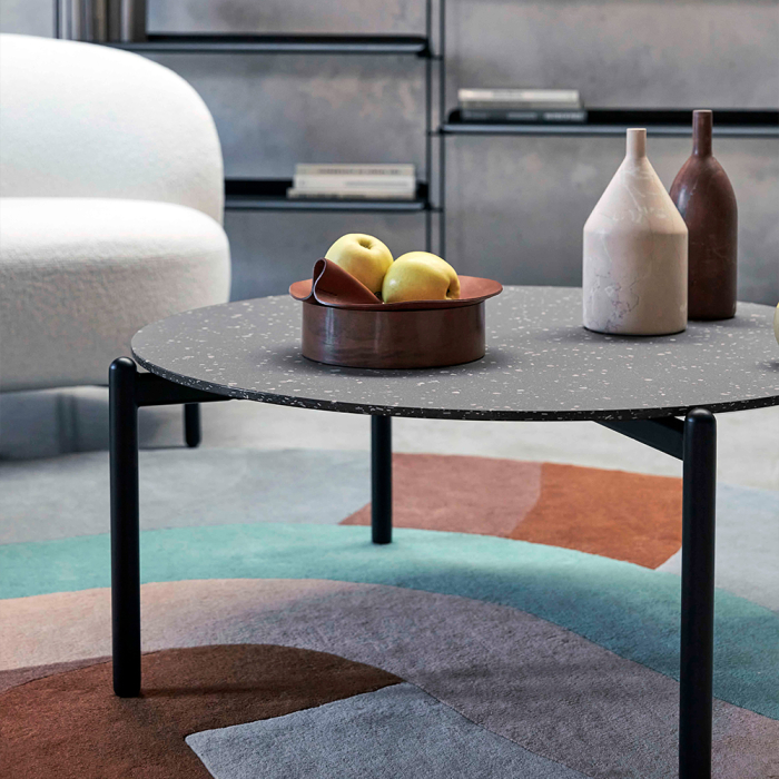 Undique, Coffee Table, Terrazzo-Black, 119 cm