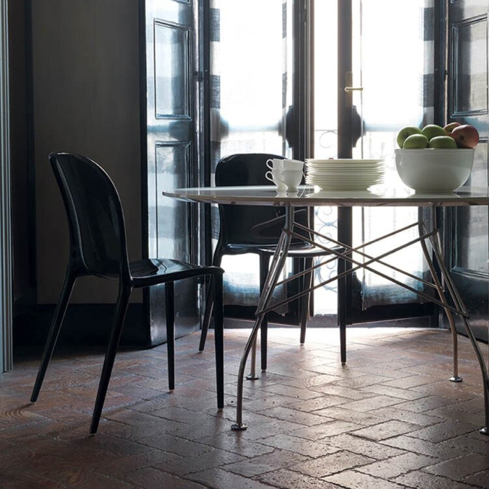 Glossy XXL, Dining Table, White Steel-White Marble