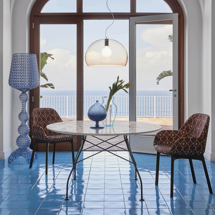 Glossy XXL, Dining Table, White Steel-White Marble