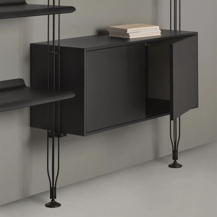 Adam Wood, Bookcase w/ Container, Ash Black-Black