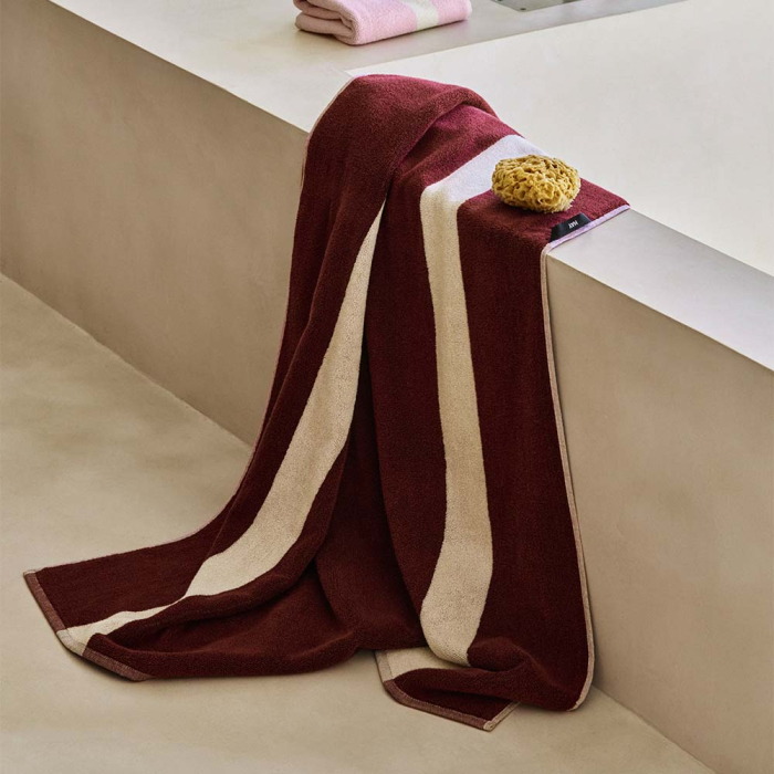 Stripe, Bath Sheet, Burgundy, 100x150
