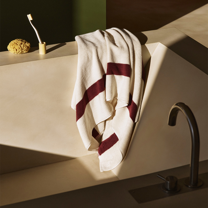 Stripe, Bath Towel, Burgundy, 70x140