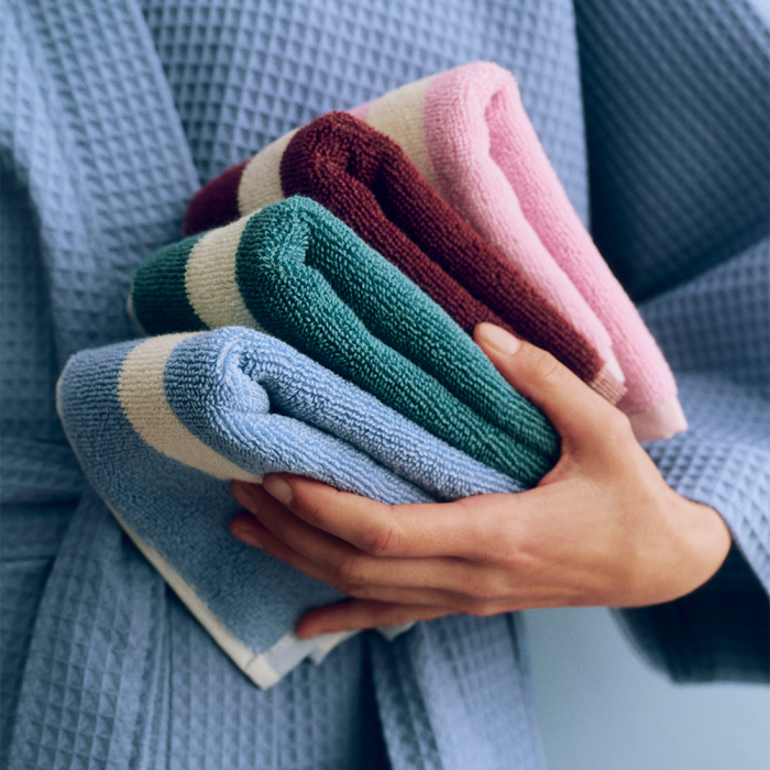 Stripe, Wash Cloth, Dusty Blue, 30x30