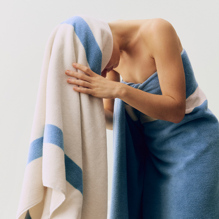 Stripe, Bath Towel, Dusty Blue, 70x140