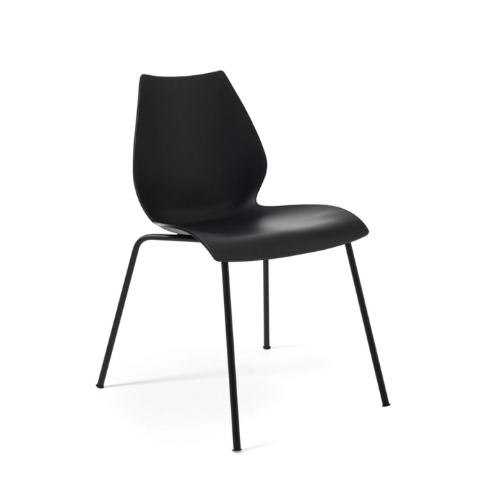 Maui, Chair, Black Painted Steel-Charcoal