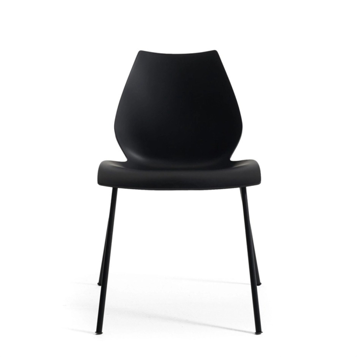 Maui, Chair, Black Painted Steel-Charcoal