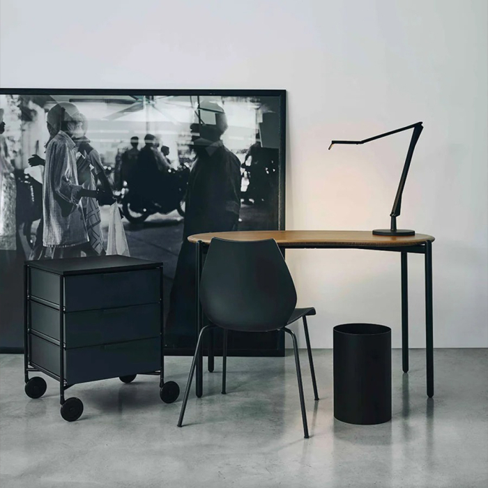 Maui, Chair, Black Painted Steel-Charcoal