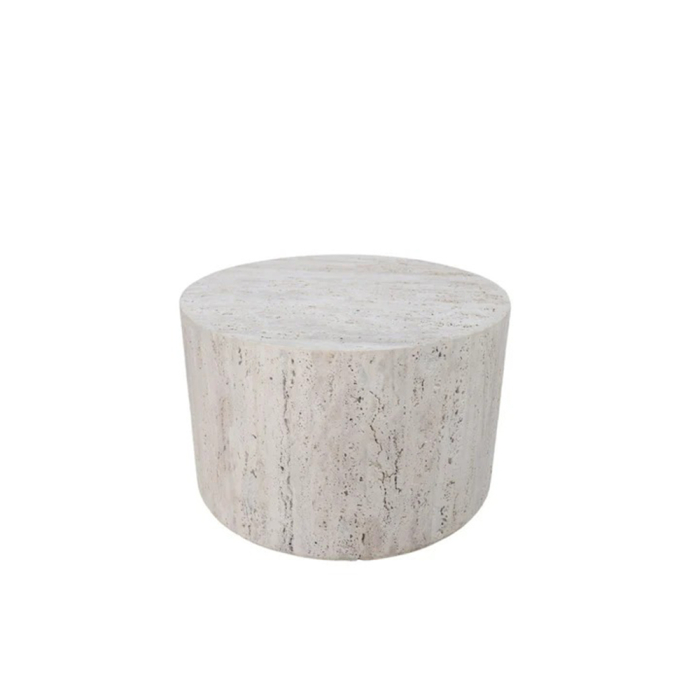 Dax, Coffee Table, White Travertine, DIA60