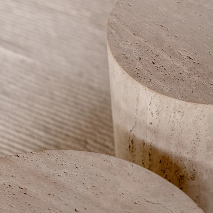 Dax, Coffee Table, White Travertine, DIA60