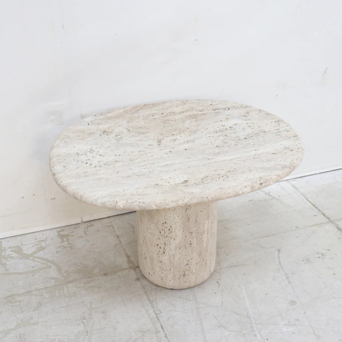 Canberra, Organic Side Table, White Travertine