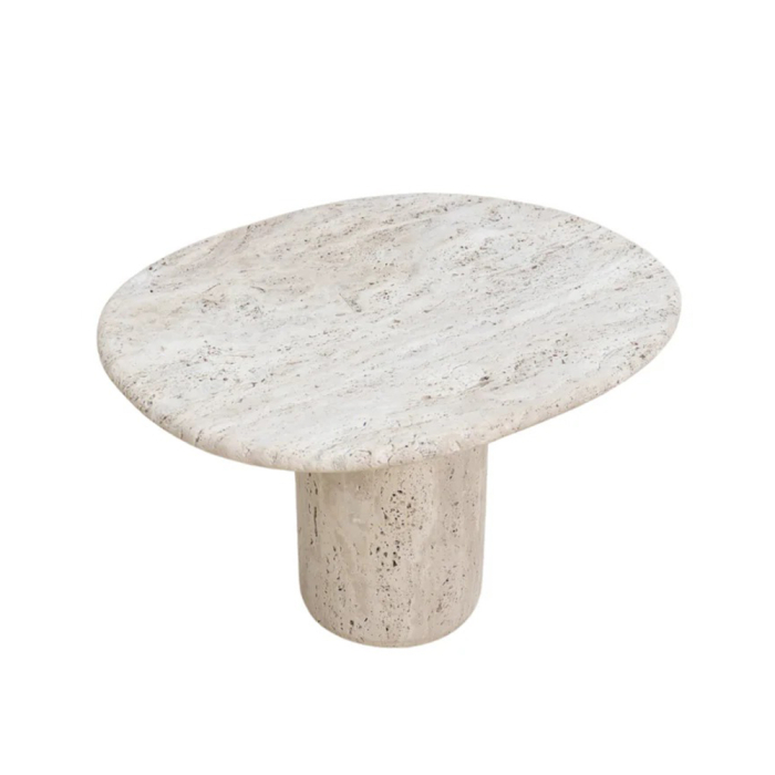 Canberra, Organic Side Table, White Travertine