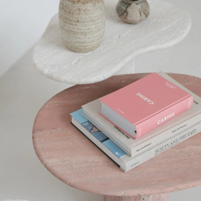 Canberra, Organic Side Table, Red Travertine