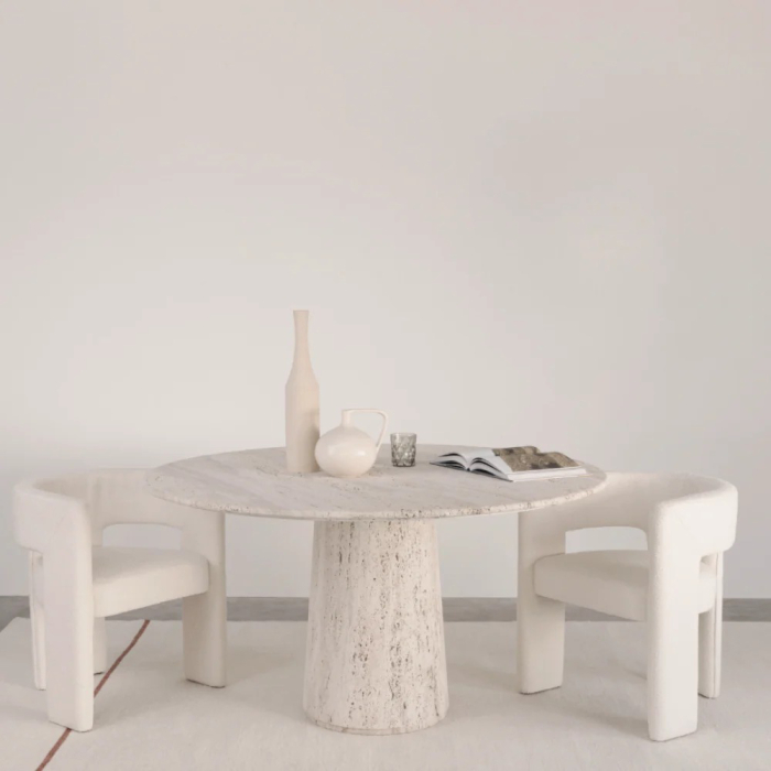 Legna, Dining Table, White Travertine
