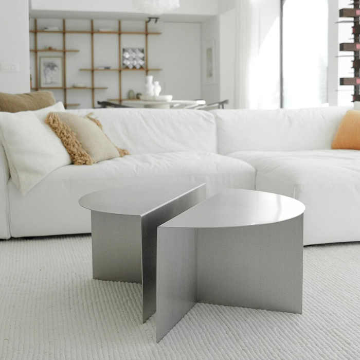 Valognes, Coffee Table, Brushed Stainless Steel
