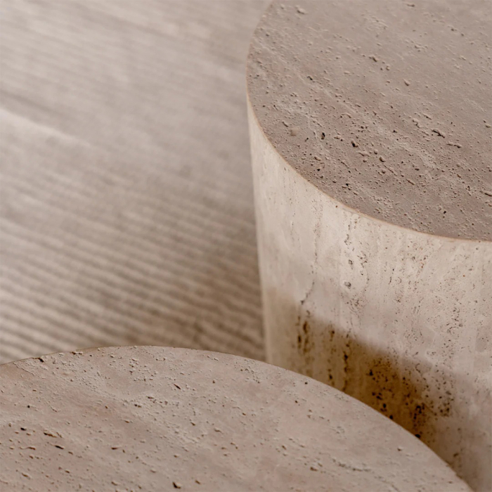 Dax, Coffee Table, White Travertine, DIA40