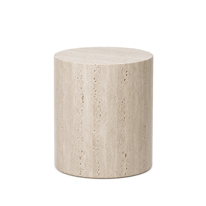Dax, Coffee Table, White Travertine, DIA40