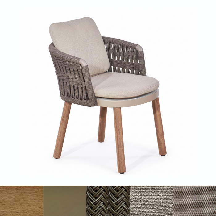 Vatican II, Outdoor Dining Chair, Teak-Brown-Taupe