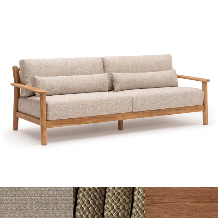 Capri, Outdoor 3-Seater Sofa, Honey Teak-Melange Ivory