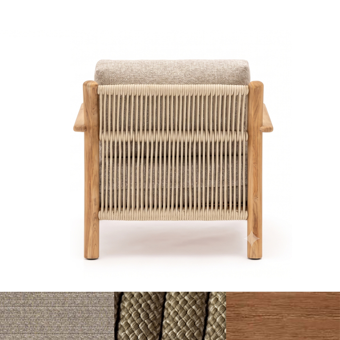 Capri, Outdoor Lounge Chair, Honey Teak-Melange Ivory