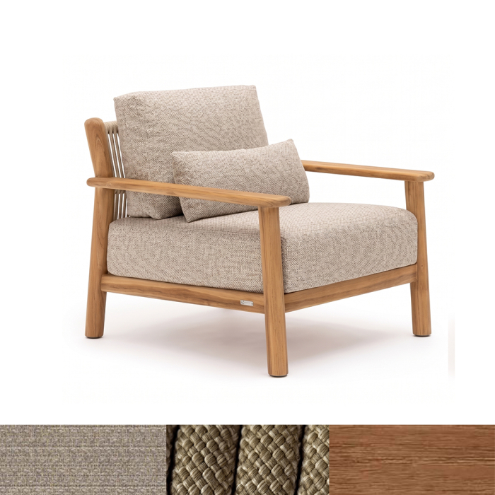 Capri, Outdoor Lounge Chair, Honey Teak-Melange Ivory