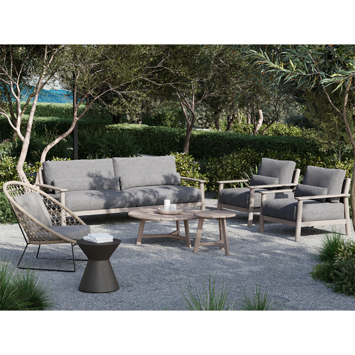 Capri, Outdoor Lounge Chair, Honey Teak-Melange Ivory