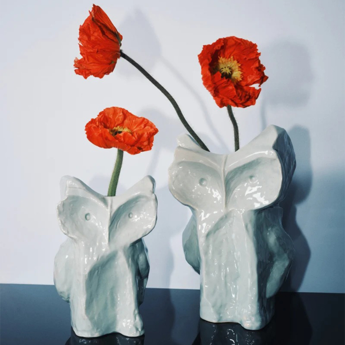 After Midnight, Marni, Owl Vase, Large, Light Blue