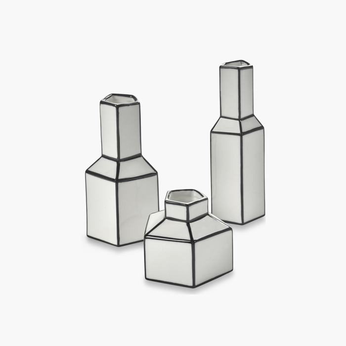 Carte Blanche, Vase, Medium, White-Black