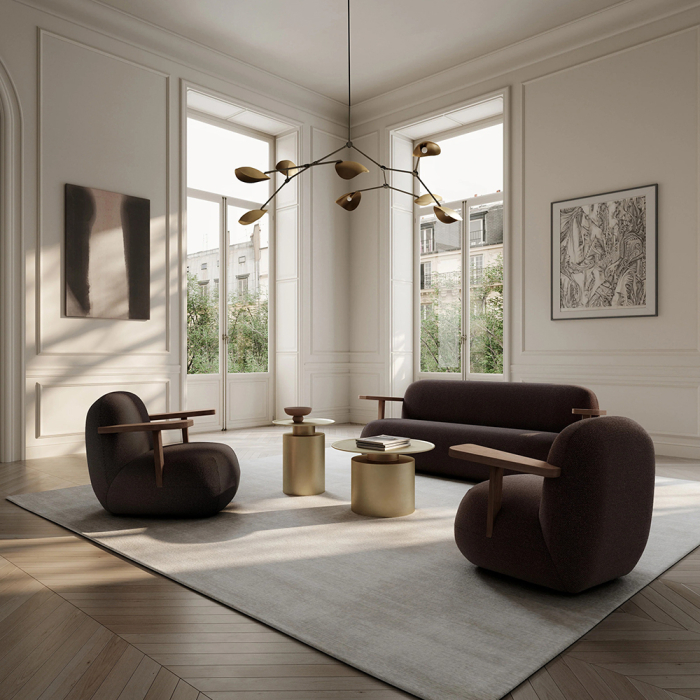 Toe, Chair w/ Armrest, Classic Brown Oak-Dark Brown