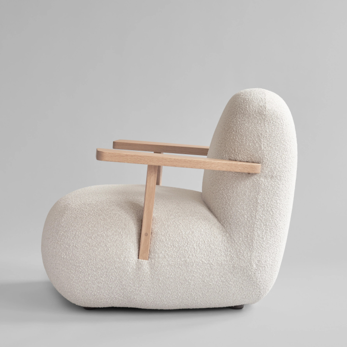 Toe, Lounge Chair w/ Armrest, Natural Oak-Off White