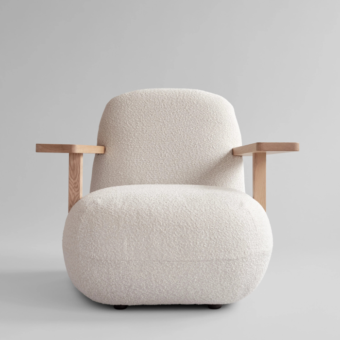 Toe, Lounge Chair w/ Armrest, Natural Oak-Off White