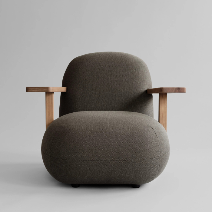 Toe, Outdoor Lounge Chair w/ Armrest, Teak-Stone Gray