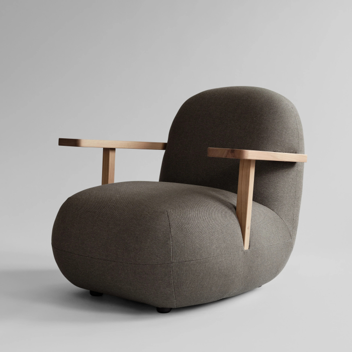 Toe, Outdoor Lounge Chair w/ Armrest, Teak-Stone Gray