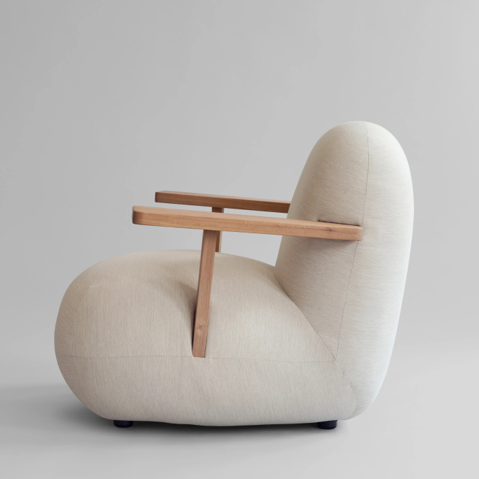 Toe, Outdoor Lounge Chair w/ Armrest, Teak-Warm Ash