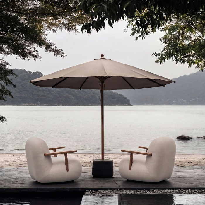 Toe, Outdoor Lounge Chair w/ Armrest, Teak-Warm Ash
