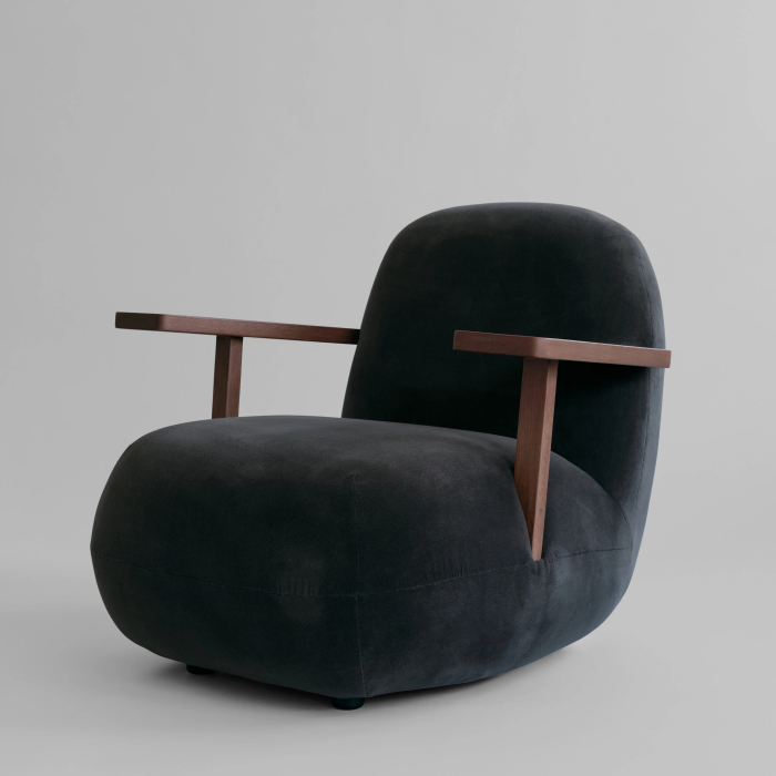 Toe, Lounge Chair w/ Armrest, Classic Brown Oak-Peat